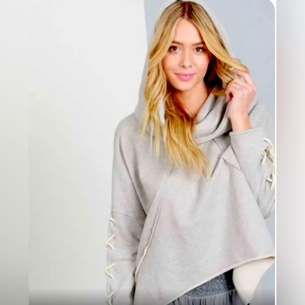 POL Cowl neck Hoodie- Color Gray Size Large